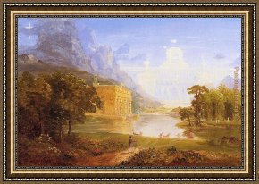 Small Worlds II Framed Paintings - The Pilgrim of the World on His Journey by Thomas Cole