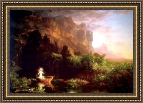 Life Framed Paintings - The Voyage of Life Childhood by Thomas Cole