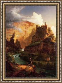 Valley Framed Paintings - Valley of the Vaucluse by Thomas Cole
