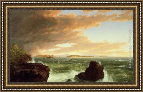 Arabs Crossing The Desert Framed Paintings - View Across Frenchman's Bay from Mount Desert Island, After a Squall by Thomas Cole