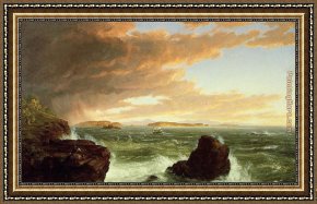 A View of The Forum Framed Paintings - View Across Frenchmans Bay from Mount Desert Island After a Squall by Thomas Cole