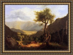 Mountain Poppies III Framed Paintings - View in the White Mountains by Thomas Cole