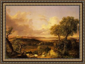 A View of The Forum Framed Paintings - View of Boston by Thomas Cole