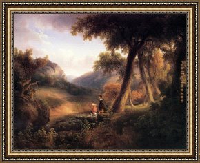Napoleon Crossing The Alps Framed Paintings - Girls Crossing the Brook by Thomas Doughty