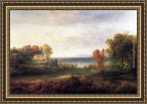 A River Landscape in Springtime Framed Paintings - Hudson River Landscape by Thomas Doughty