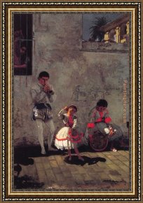Street Framed Paintings - A Street Scene in Seville by Thomas Eakins