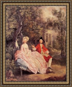 Thomas Gainsborough Framed Paintings - Conversation in a Park by Thomas Gainsborough