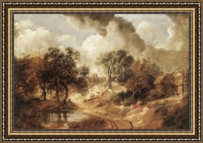 Thomas Gainsborough Framed Paintings - Landscape in Suffolk by Thomas Gainsborough