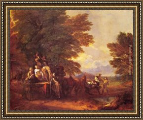 Thomas Gainsborough Framed Paintings - The Harvest Wagon by Thomas Gainsborough