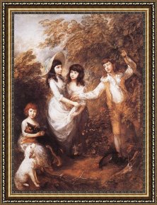 Thomas Gainsborough Framed Paintings - The Marsham Children by Thomas Gainsborough