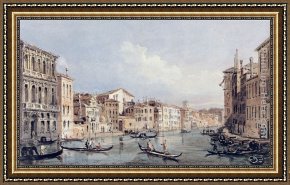 Canaletto Framed Paintings - Grand Canal, Venice (after Canaletto) by Thomas Girtin