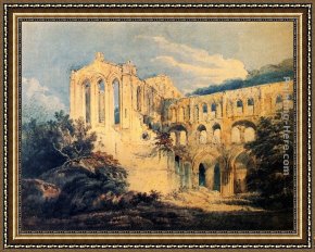 Abbey Framed Paintings - Rievaulx Abbey by Thomas Girtin