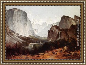 Yosemite Valley Yellowstone Park Framed Paintings - A View of Yosemite Valley by Thomas Hill