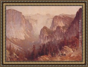 The Encampment Framed Paintings - Encampment Surrounded by Mountains by Thomas Hill