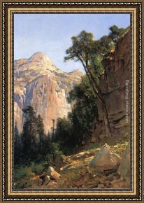 Valley Framed Paintings - North Dome, Yosemite Valley by Thomas Hill