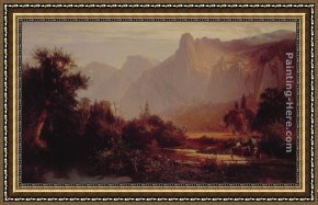 Yosemite Valley Yellowstone Park Framed Paintings - Yosemite Valley by Thomas Hill