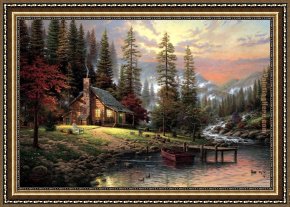 Thomas Kinkade Country Living Framed Paintings - A Peaceful Retreat by Thomas Kinkade