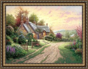A Little Prince Likely in Time to Bless a Royal Throne Framed Paintings - A Peaceful Time by Thomas Kinkade