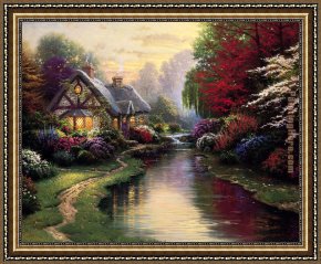 An Evening in Prague Framed Paintings - A Quiet Evening by Thomas Kinkade