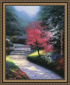 Ducks on a Riverbank on a Sunny Afternoon Framed Paintings - Afternoon Light Dogwood by Thomas Kinkade