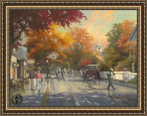 Autumn Woods Framed Paintings - Autumn on Mackinac Island by Thomas Kinkade