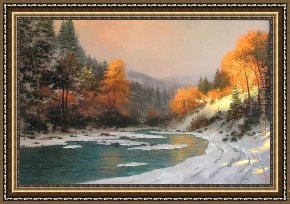 Thomas Kinkade Country Living Framed Paintings - Autumn Snow by Thomas Kinkade