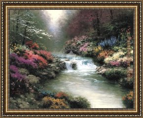 A Water Mill [detail #1] Framed Paintings - Besides Still Waters by Thomas Kinkade