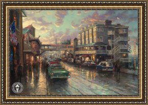 Ariccia Sunset Framed Paintings - Cannery Row Sunset by Thomas Kinkade
