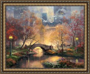 Thomas Kinkade Country Living Framed Paintings - Central Park in the Fall by Thomas Kinkade