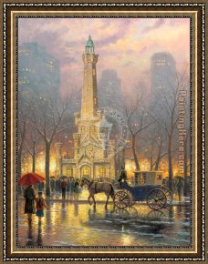 St Peter Walking on The Water Framed Paintings - Chicago Water Tower by Thomas Kinkade