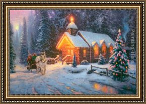 Spirit of Christmas Framed Paintings - Christmas Chapel I by Thomas Kinkade