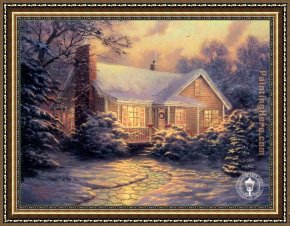 Thomas Kinkade Country Living Framed Paintings - Christmas Cottage by Thomas Kinkade