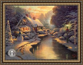 Thomas Kinkade Country Living Framed Paintings - Christmas Evening by Thomas Kinkade