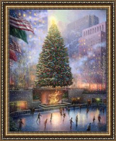 Heaven in New York Framed Paintings - Christmas in New York by Thomas Kinkade