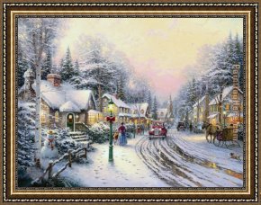 Thomas Kinkade Country Living Framed Paintings - Christmas Village by Thomas Kinkade