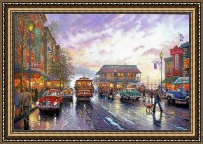 A Bay Hunter with Two Spaniels Framed Paintings - City by the Bay by Thomas Kinkade