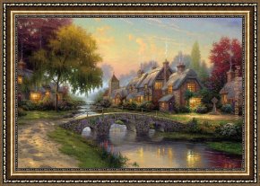 Bridge Framed Paintings - Cobblestone Bridge by Thomas Kinkade