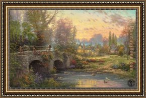 An Evening in Prague Framed Paintings - Cobblestone Evening by Thomas Kinkade