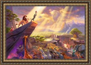 The King And The Beggar-maid Framed Paintings - Disney Dreams Collection VII The Lion King by Thomas Kinkade