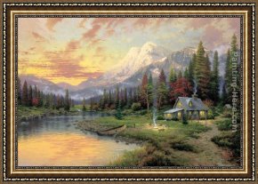 Thomas Kinkade Country Living Framed Paintings - Evening Majesty by Thomas Kinkade