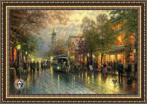 An Evening in Prague Framed Paintings - Evening on the Avenue by Thomas Kinkade