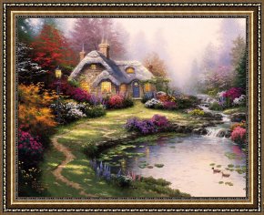 Cottage,rainbow,mill Framed Paintings - Everett's Cottage by Thomas Kinkade
