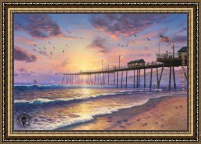 Thomas Kinkade Country Living Framed Paintings - Footprints in the sand by Thomas Kinkade