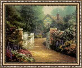 Cottage,rainbow,mill Framed Paintings - Hidden Cottage by Thomas Kinkade