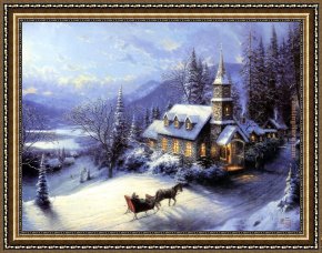 Thomas Kinkade Country Living Framed Paintings - Home For Christmas by Thomas Kinkade
