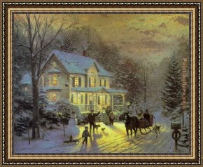 A Rough Journey Home Framed Paintings - HOME FOR THE HOLIDAYS by Thomas Kinkade