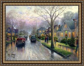 The Night Before Christmas Framed Paintings - Hometown Christmas by Thomas Kinkade