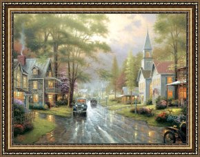 An Evening in Prague Framed Paintings - HOMETOWN EVENING by Thomas Kinkade