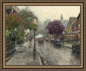 Street Framed Paintings - Jackson Street, Cape May by Thomas Kinkade