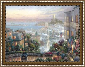 Street Framed Paintings - Lombard Street by Thomas Kinkade